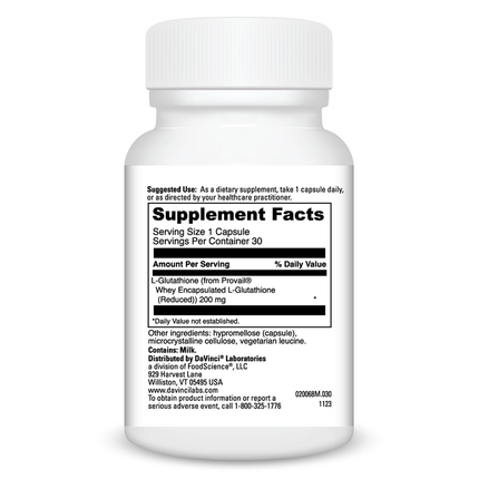 Davinci Labs Glutathione 30 caps Supplement Facts