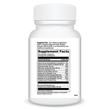 Davinci Labs Multi-Mineral Complex With D3 120 caps Supplement Facts