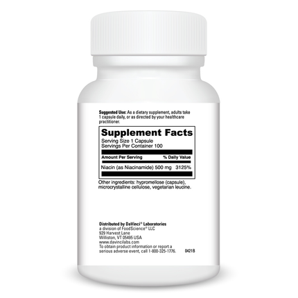 Davinci Labs Niacinamide 100 caps Supplement Facts