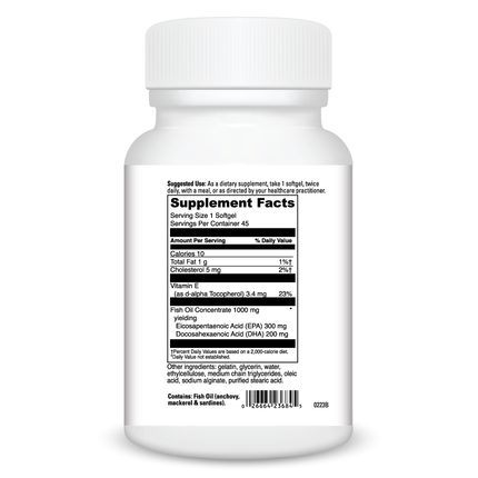 Davinci Labs Omega 3-1000 45 softgels Supplement Facts