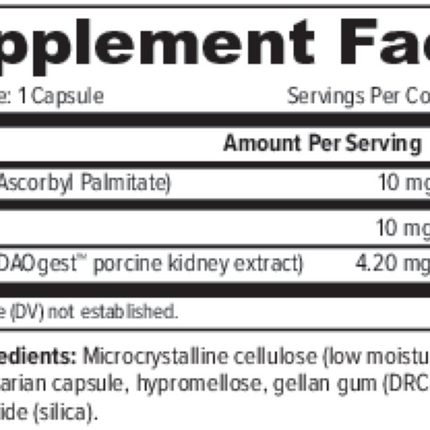 Diem Histamine Digest 60 caps Supplement Facts 