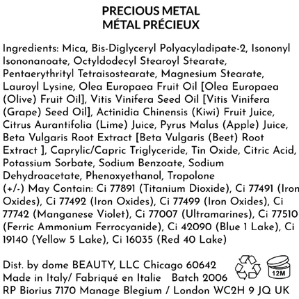 Dome Beauty Diamond Shadow Precious Metal 0.07 oz Supplement Facts