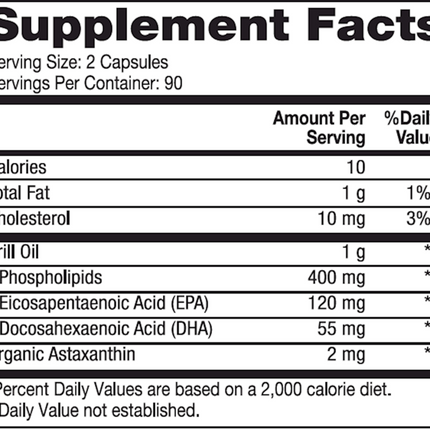 Dr Mercola Krill Oil 180 caps Supplement Facts