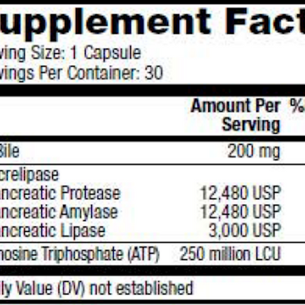 Dr.Mercola Gallbladder support 30 caps Supplement Facts