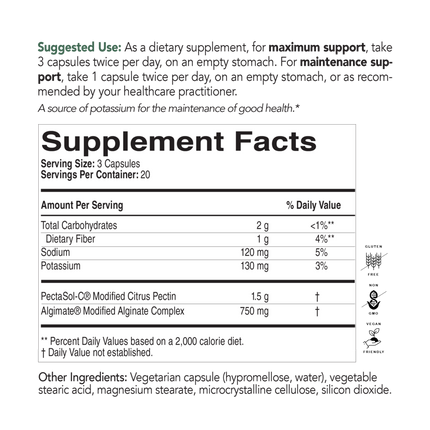 EcoNugenics PectaClear 60 vcaps Supplement Facts 