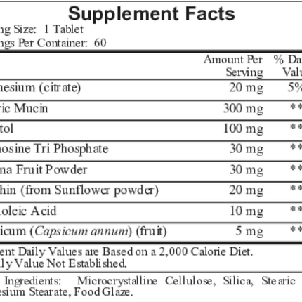 Ecological Formulas Helicobactrin (Gastric Formula) 60 tabs Supplement Facts