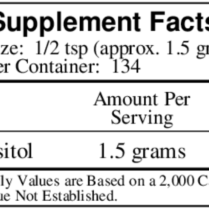 Ecological Formulas Inositol Powder 200 grams Supplement Facts