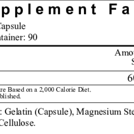 Ecological Formulas Monolaurin 600 mg 90 caps Supplement Facts