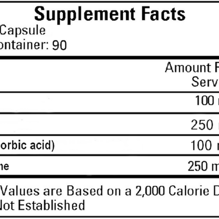 Ecological Formulas Quercetin-C 90 caps Supplement Facts