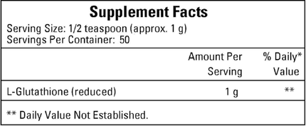 Ecological Formulas Reduced Glutathione Powder 50 grams Supplement Facts