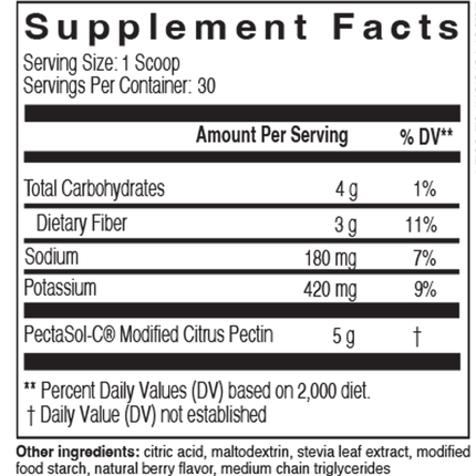 EcoNugenics PectaSol Berry Infusion Powder 184 grams Supplement Facts
