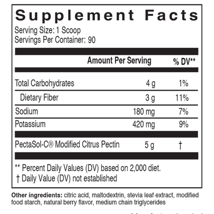 EcoNugenics PectaSol Berry Infusion Powder 552 grams Supplement Facts