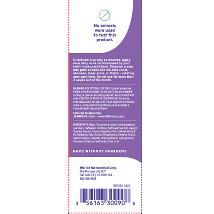 Emerita Pro-Gest Paraben Free Value Size 4 oz Supplement Facts 
