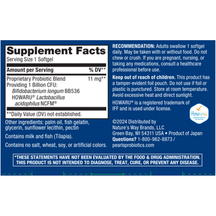 Enzymatic Therapy Acidophilus Pearls 90 caps Supplement Facts