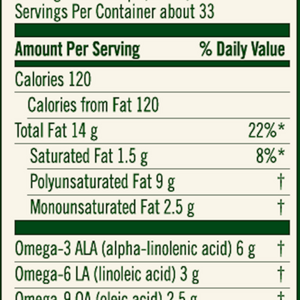 Flora Udo's Choice Oil Blend 3.6.9 250 ml Supplement Facts
