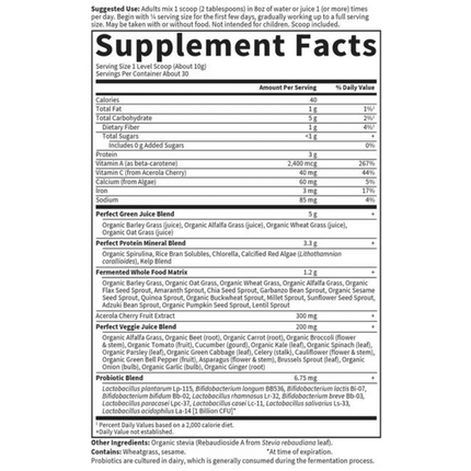 Garden of Life Perfect Food Original 300 g Supplement Facts