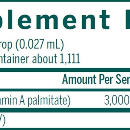 Genestra A-Mulsion 3,000 mcg 1 oz Supplement Facts