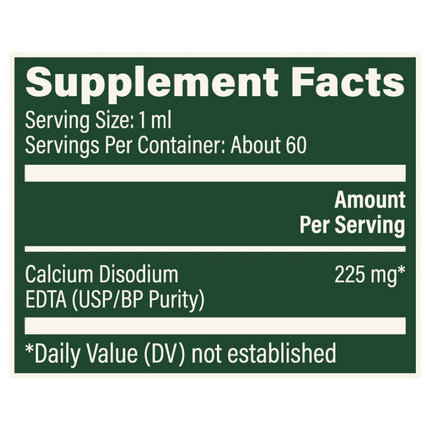 Global Healing Center Calcium Disodium EDTA 59.2 ml Supplement Facts