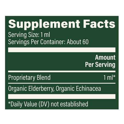 Global Healing Organic Elderberry & Echinacea 59.2 ml Supplement Facts