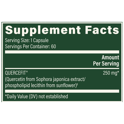 Global Healing Plant-Based Quercetin 60 caps Supplement Facts