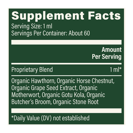 Global Healing Vein Health, Plant-Based 59.2 ml Supplement Facts