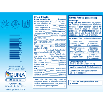 Guna Eubioflor 30 ml Supplement Facts