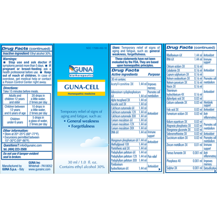 Guna Guna-Cell 30 ml Supplement Facts