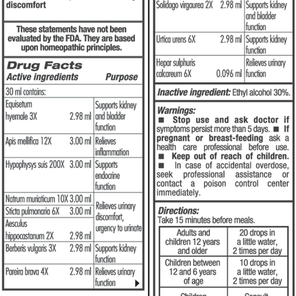 Guna Guna-Kidney 30 ml Supplement Facts