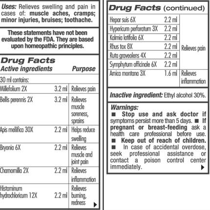 Guna Guna Pain Management 30 ml Supplement Facts