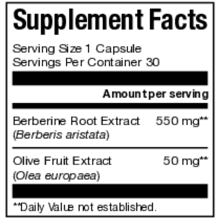 HumanN Berberine Complex 30 vegcaps Supplement Facts