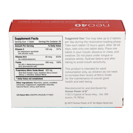 HumanNNeo 40 Professional 60 tabs Supplement Facts