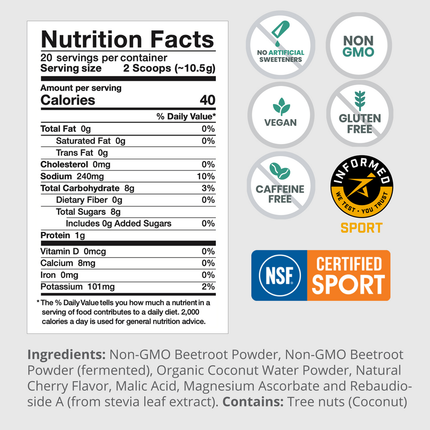 HumanN SuperBeets Sport 7.4oz 
Supplement Facts