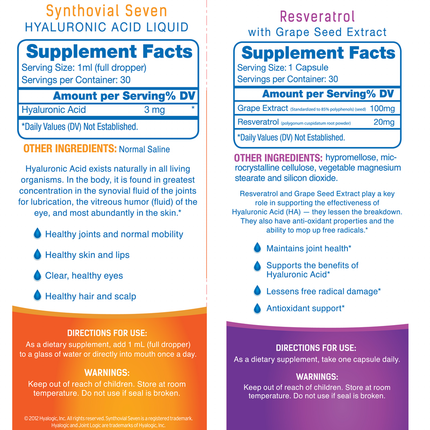 Hyalogic Synthovial Seven Plus 1 kit Supplement Facts 