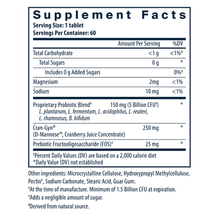 Hyperbiotics PRO-Women 60 tabs  Supplement Facts