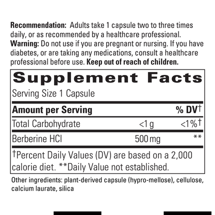 Integrative Therapeutics Berberine 500mg 120 caps Supplement Facts