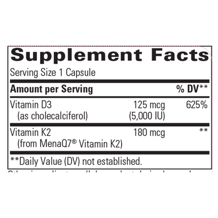 Integrative Therapeutics K2+D3 60 caps Supplement Facts
