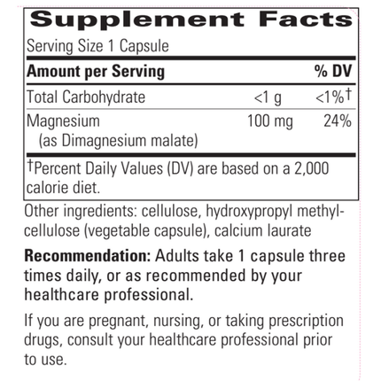 Integrative Therapeutics Magnesium Malate 90 caps Supplement Facts