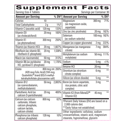 Integrative Therapeutics OsteoPrime Ultra 120 tabs Supplement Facts 