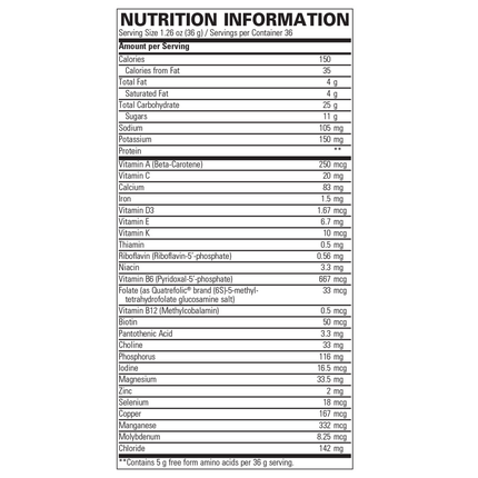 Integrative Therapeutics Physicians Elemental Diet Powder 1296 grams Supplement Facts