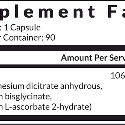 InterPlexus Magnesium 90 Capsules Supplement Facts 