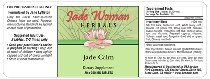 Jade Woman Herbals by Kan Jade Calm 120 tabs Supplement Facts