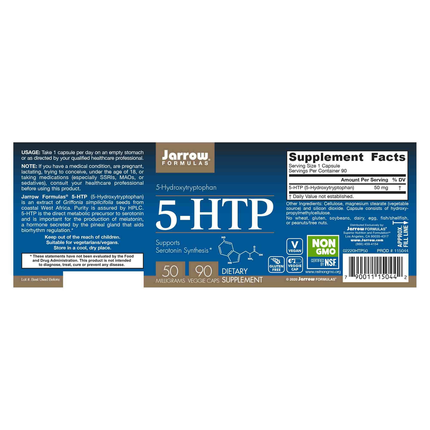 Jarrow Formulas 5-HTP 50mg 90 caps Supplement Facts