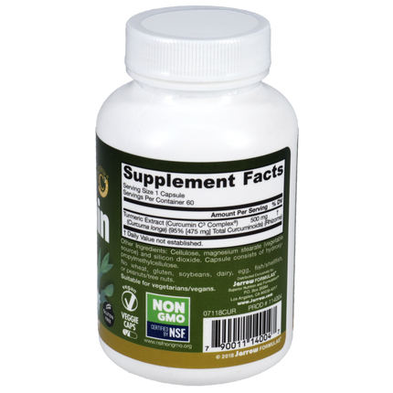 Jarrow Formulas Curcumin 95 500mg 60 caps Supplement Facts