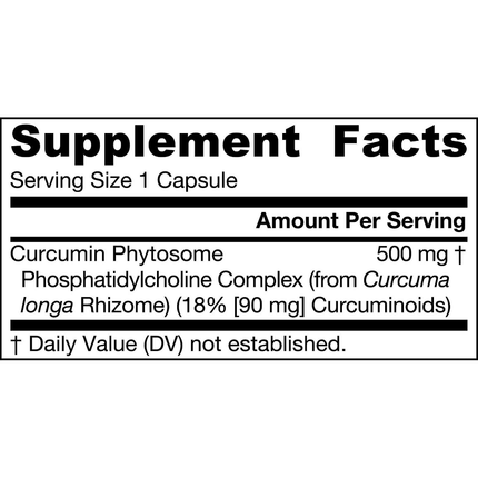 Jarrow Formulas Curcumin Phytosome 500mg 60 caps Supplement Facts