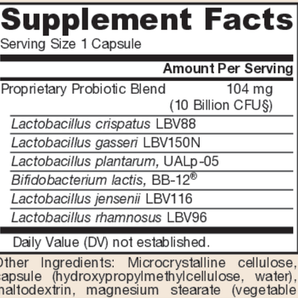 Jarrow Formulas Fem-Dophilus Advanced - 10 Billion CFU (Refrigerated) 30 caps Supplement Facts