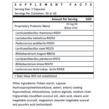 Jarrow Formulas Jarro-Dophilus EPS 10 Billion CFU 60 caps Supplement Facts