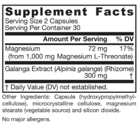 Jarrow Formulas MagMind Productivity 60 caps Supplement Facts