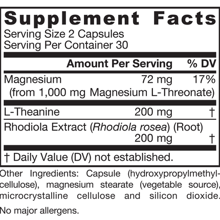 Jarrow Formulas MagMind Stress Resistance 60 caps Supplement Facts