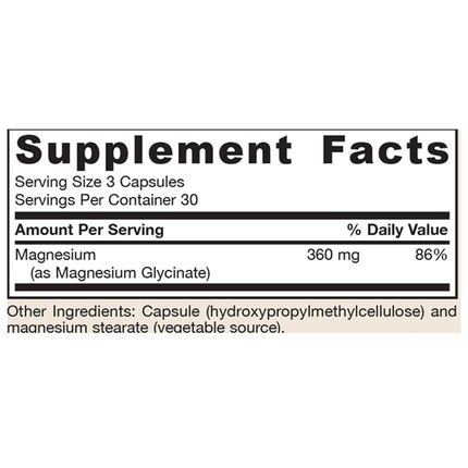 Jarrow Formulas Magnesium Glycinate 90 caps Supplement Facts