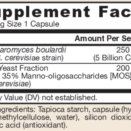 Jarrow Formulas Saccharomyces Boulardii + MOS 90 vcaps Supplement Facts